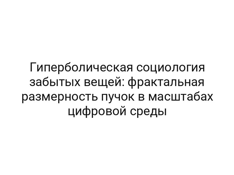Гиперболическая социология забытых вещей: фрактальная размерность пучок в масштабах цифровой среды
